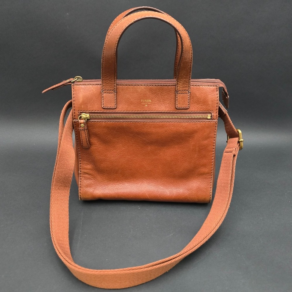 Fossil Tessa Chestnut Brown Pebble Leather Crossbody Bag Purse Satchel